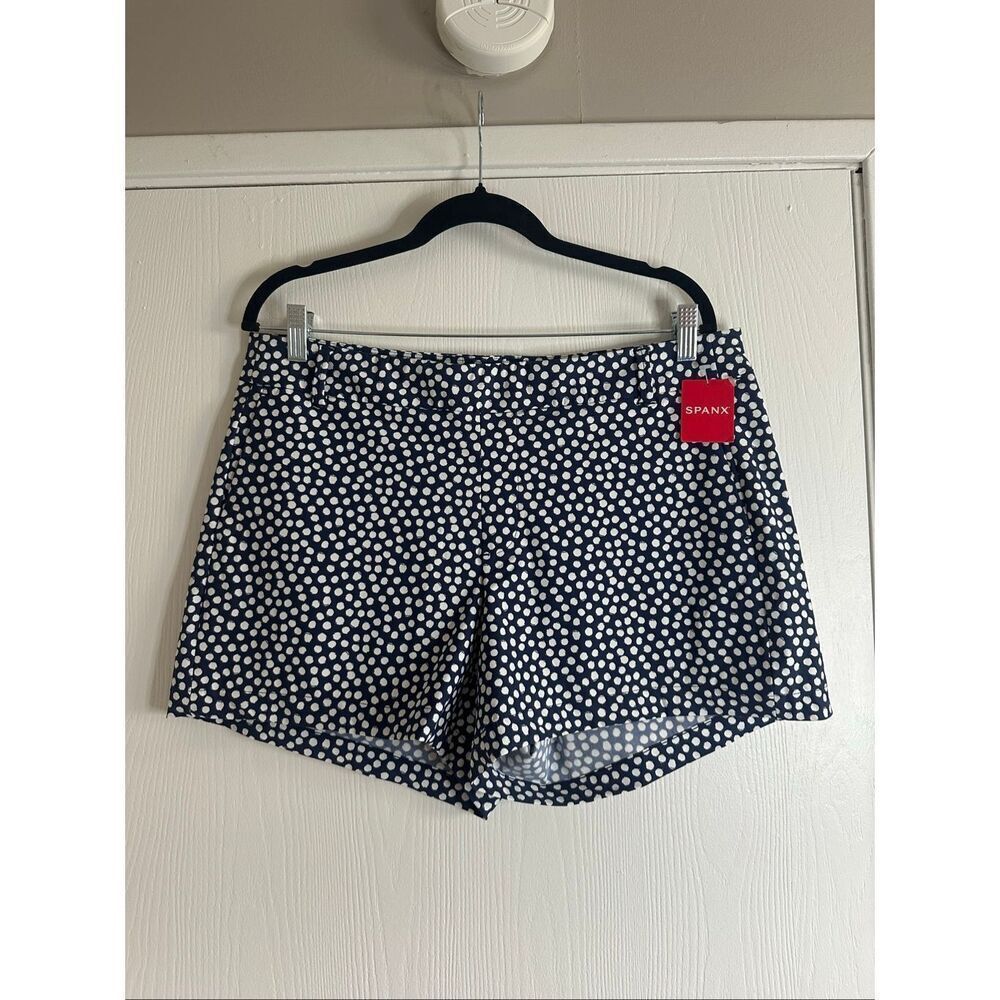 SPANX 4" Inseam Sunshine Shorts in Navy Painted Dot Size XL